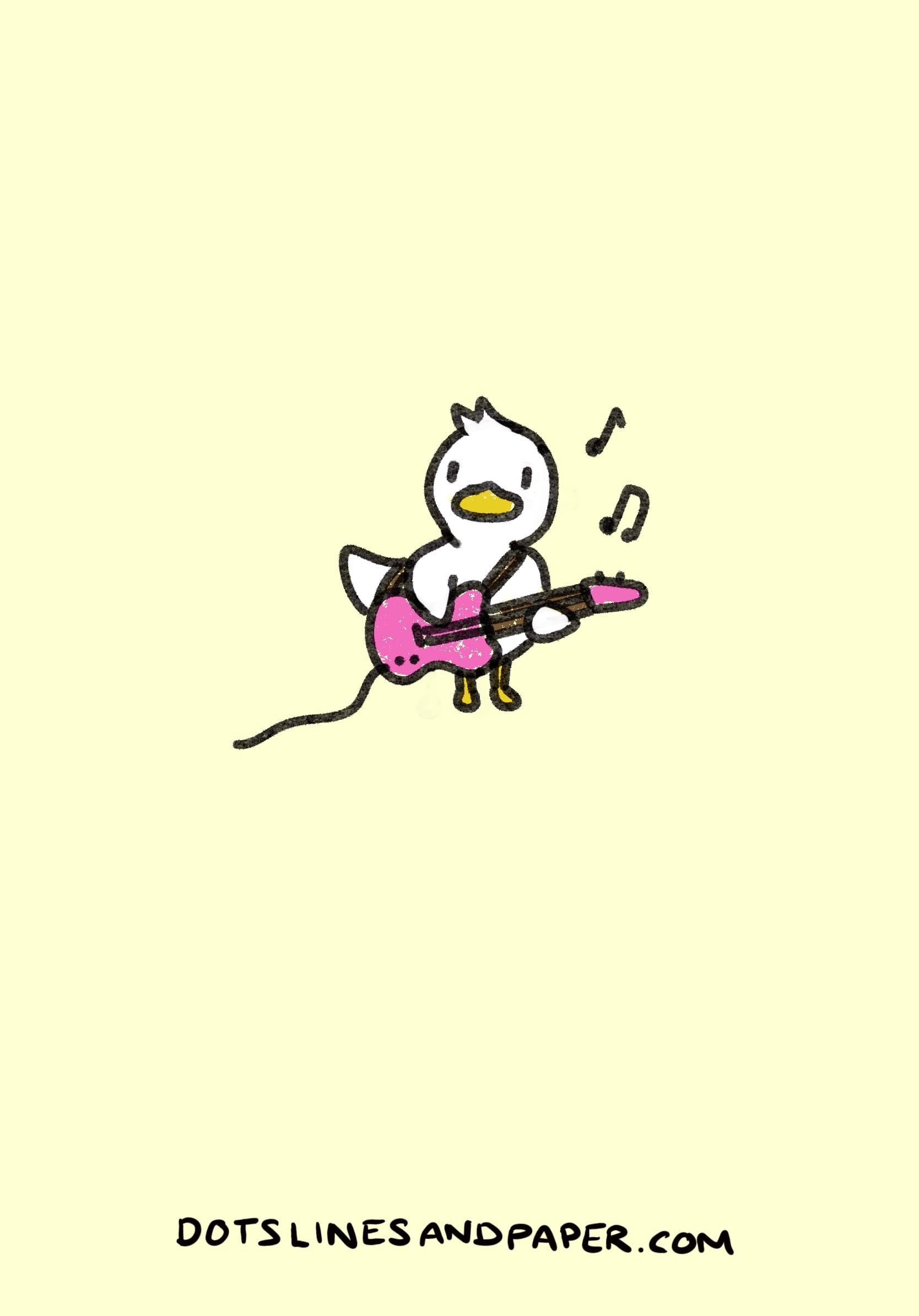 Duck playing the guitar drawing