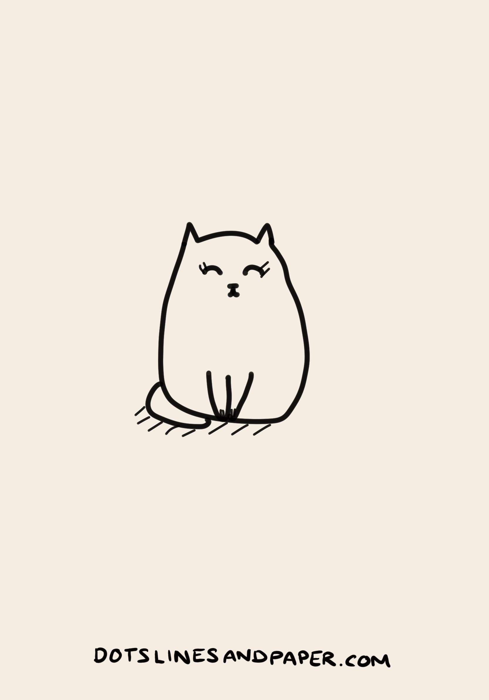 easy and cute drawing of a cat with its eyes closed