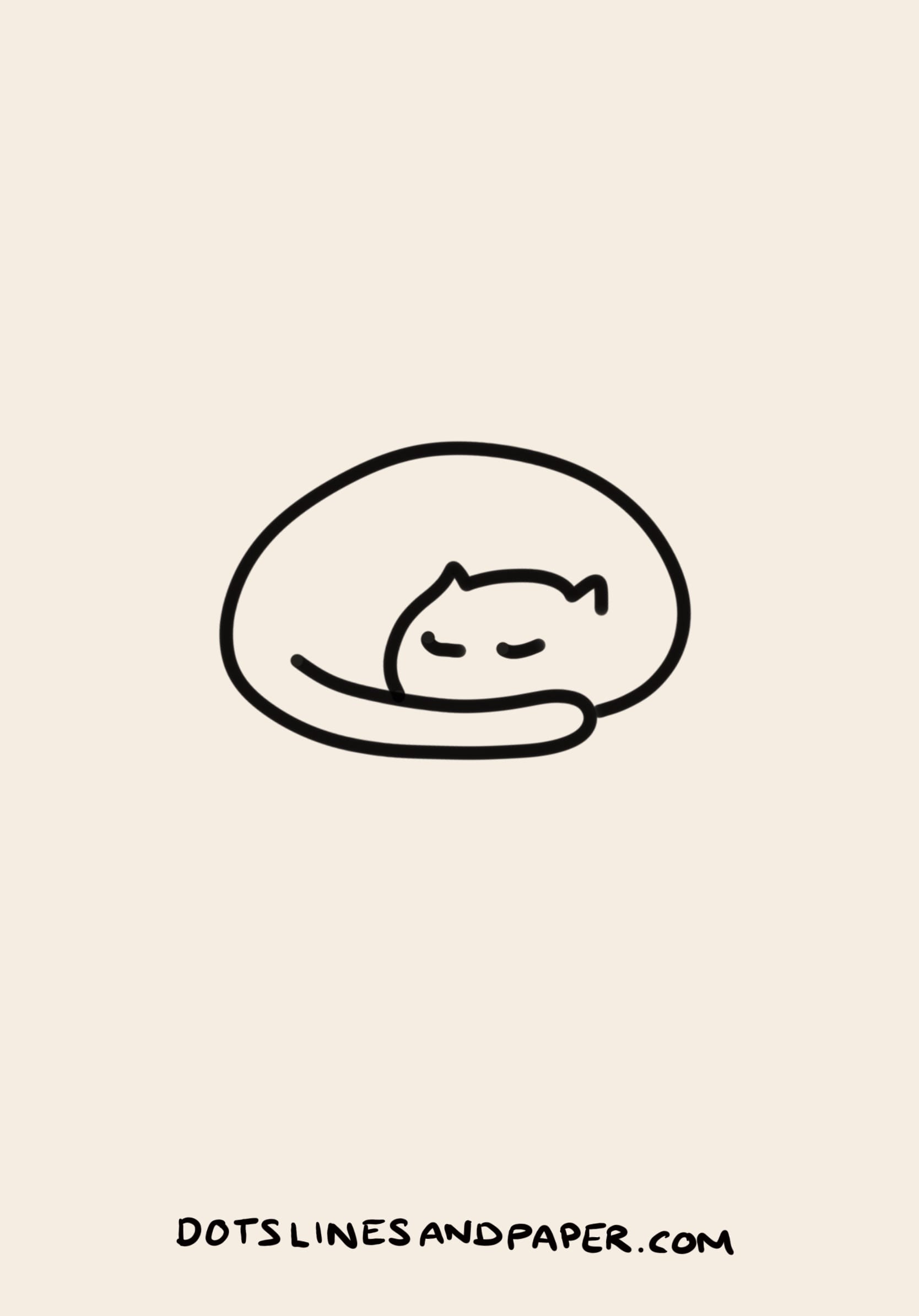 easy and cute line rawing of a cat sleeping