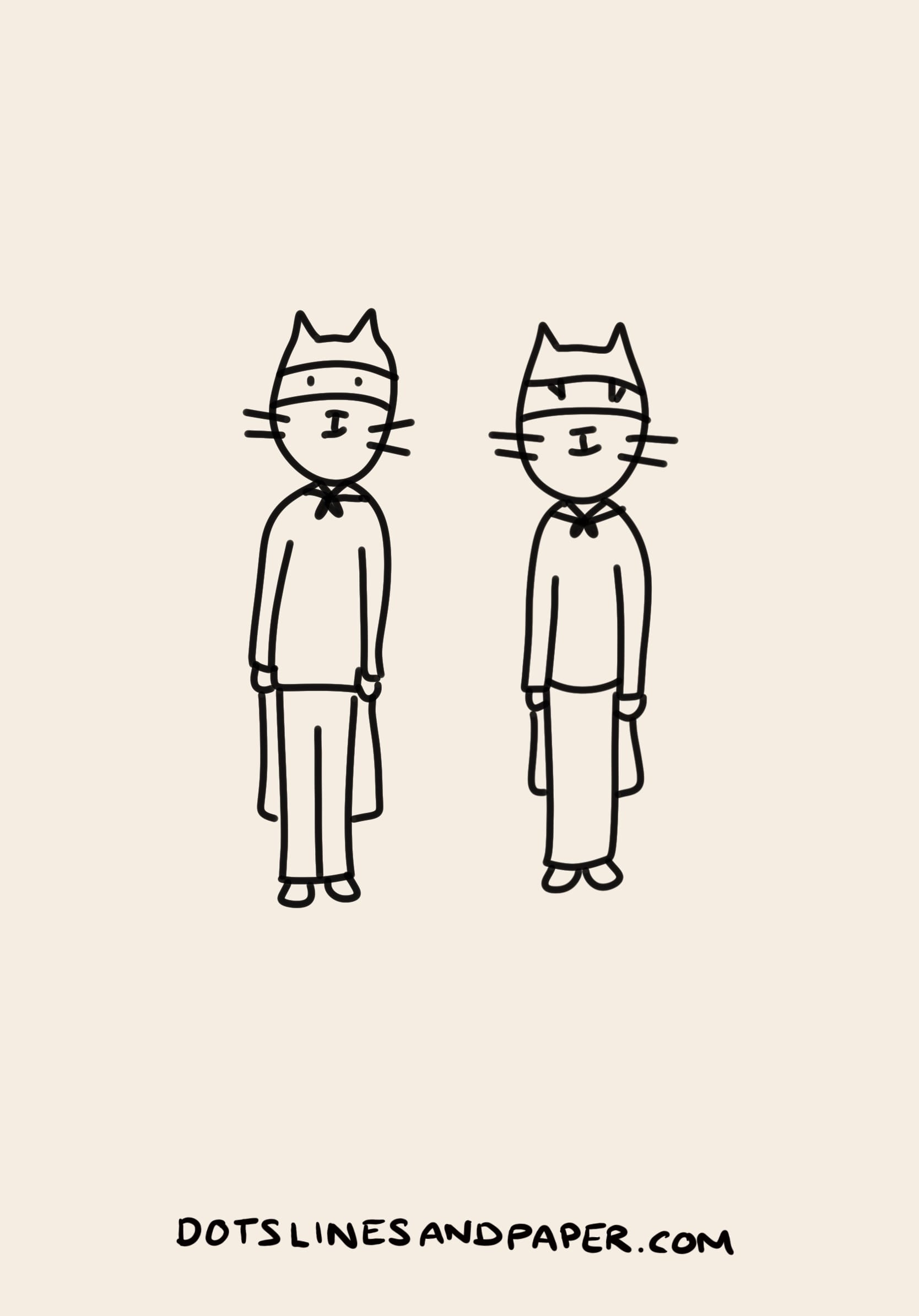 A simple doodle of a Catman and a Catwoman