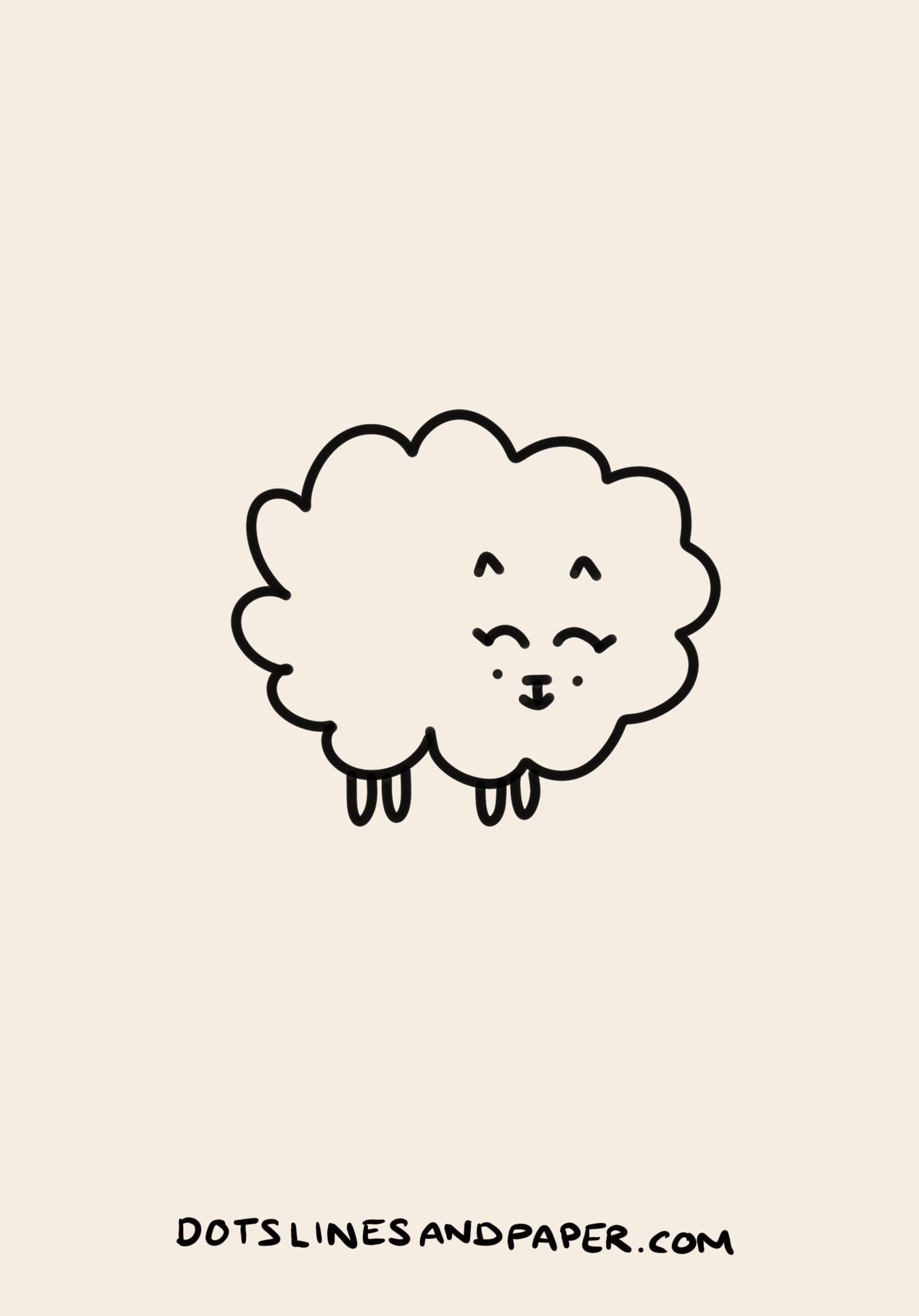 a drawing of a part-cat, part-sheep - or a cloud cat with legs