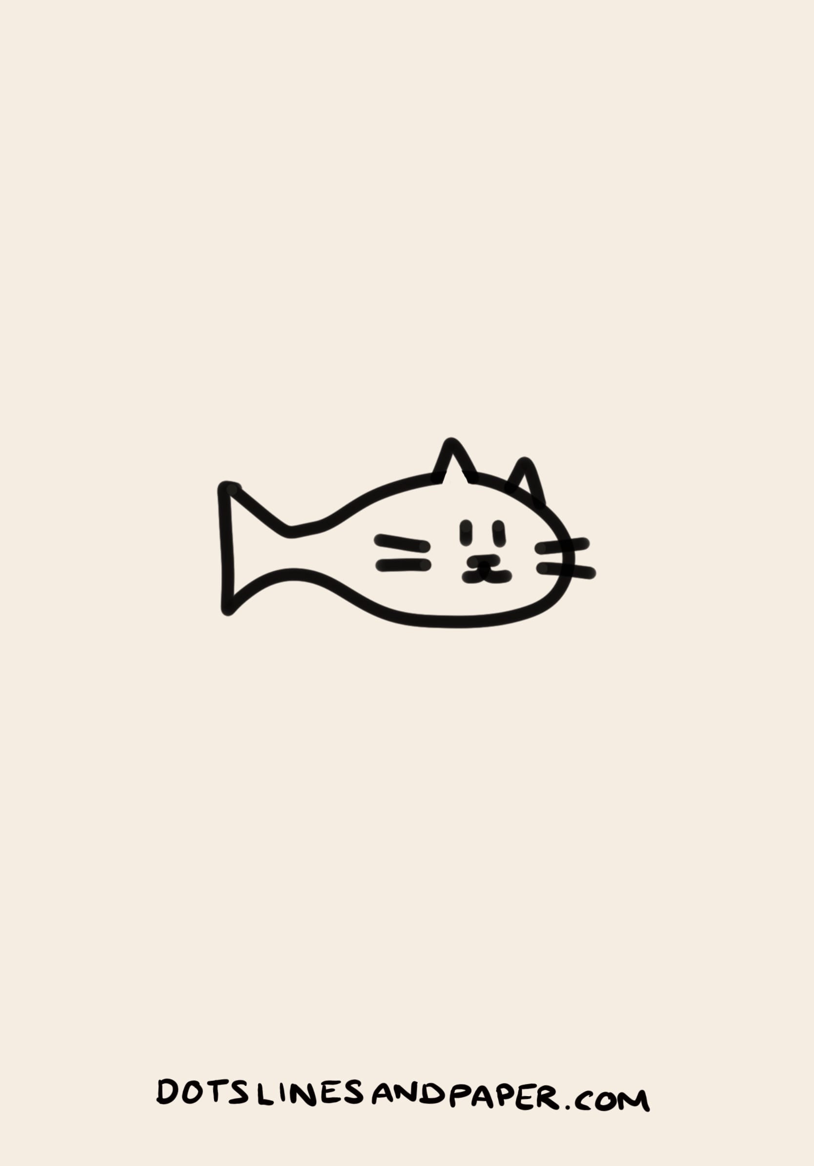 basic line drawing of a cat fish