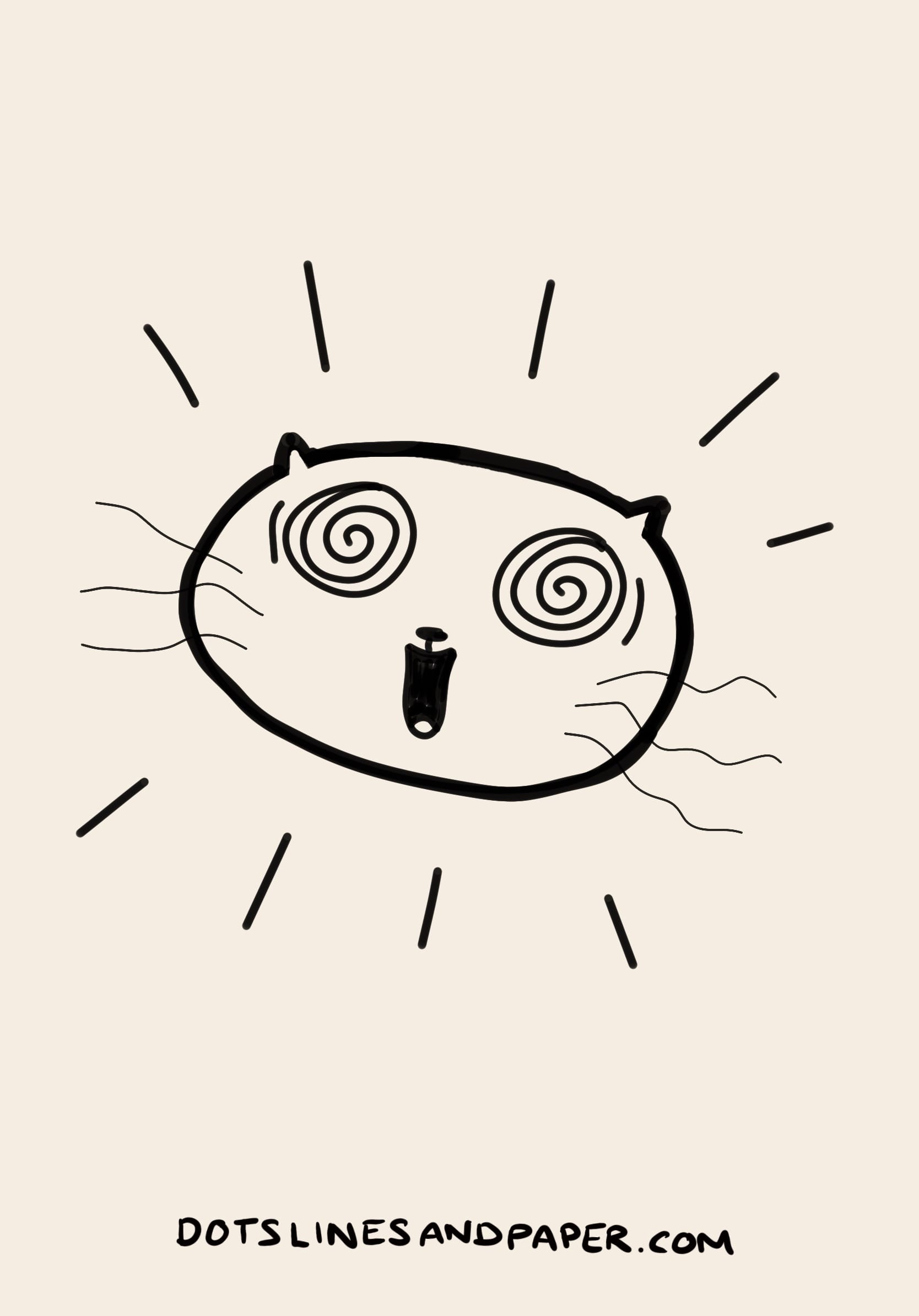 cat drawing idea of a cat looking crazily excited