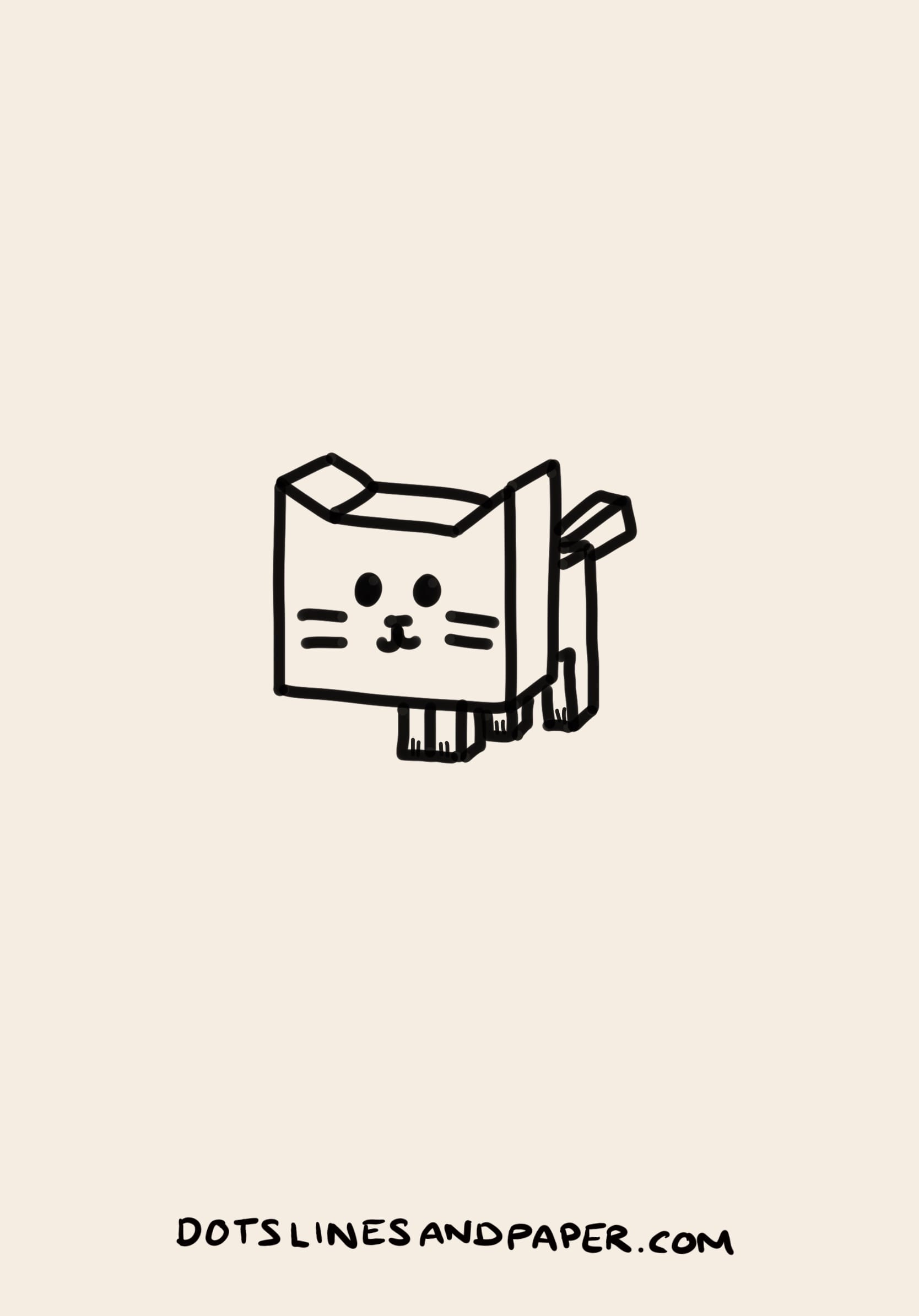 drawing of a box cat