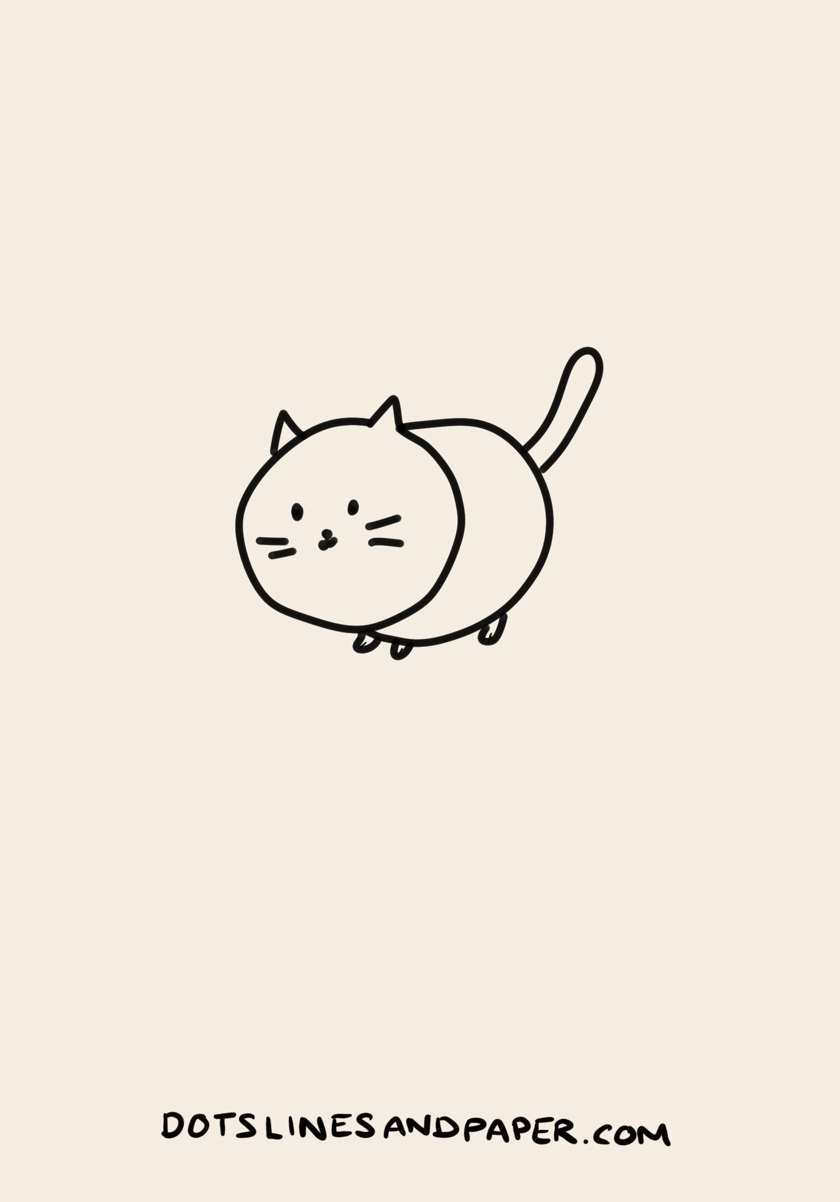 easy drawing of a short round cat