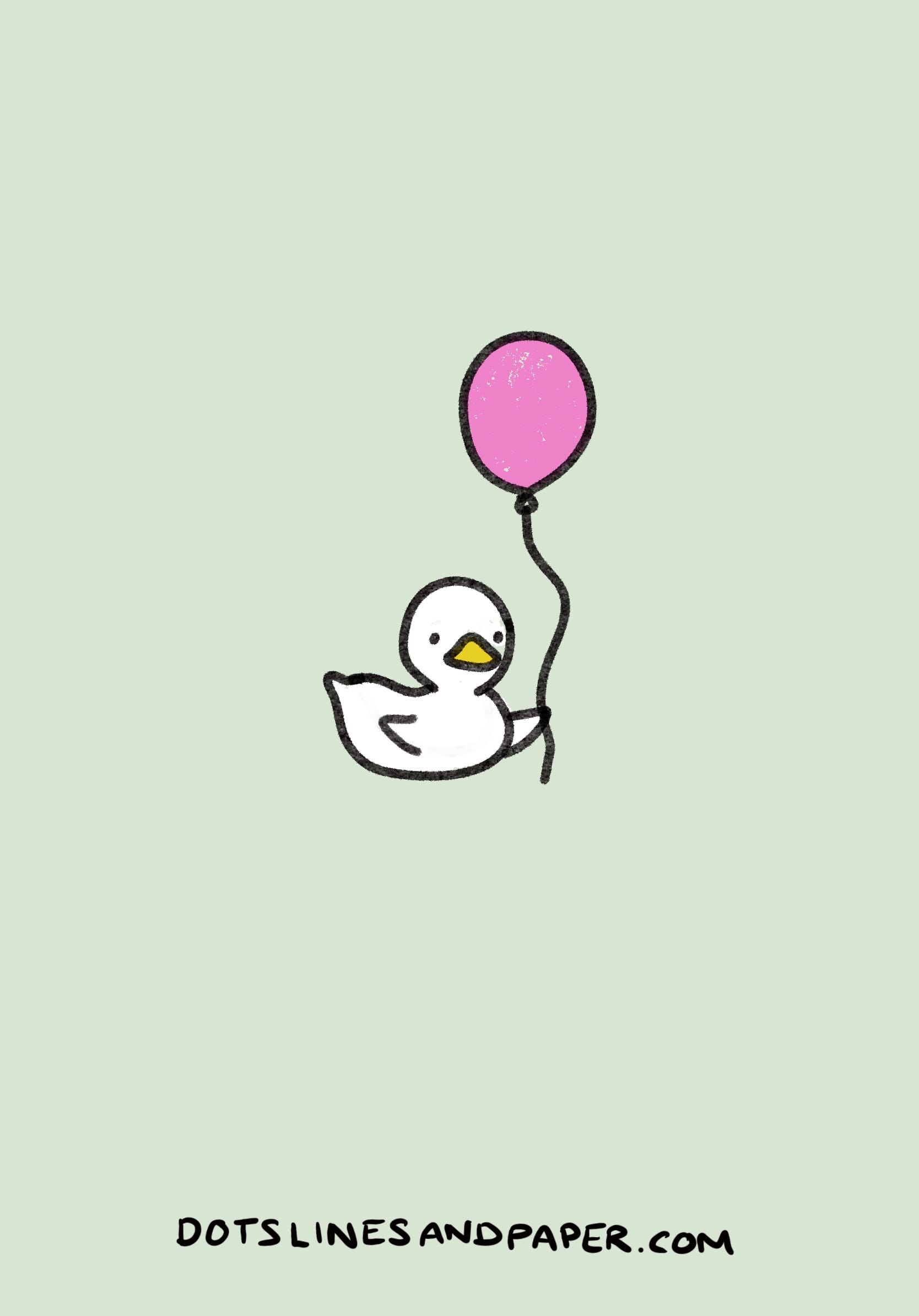 drawing of a Duck holding a balloon