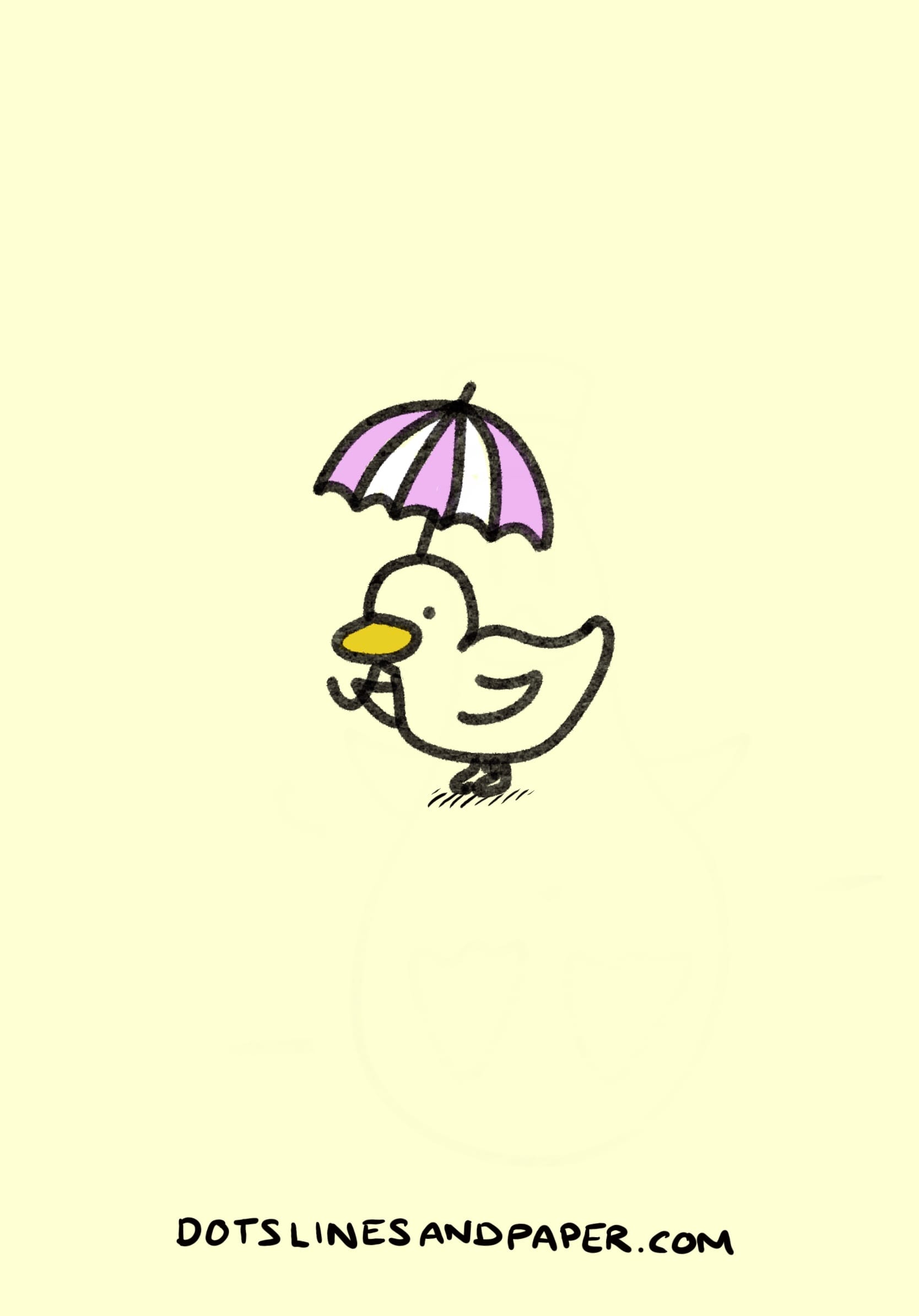 drawing of a Duck holding an Umbrella 