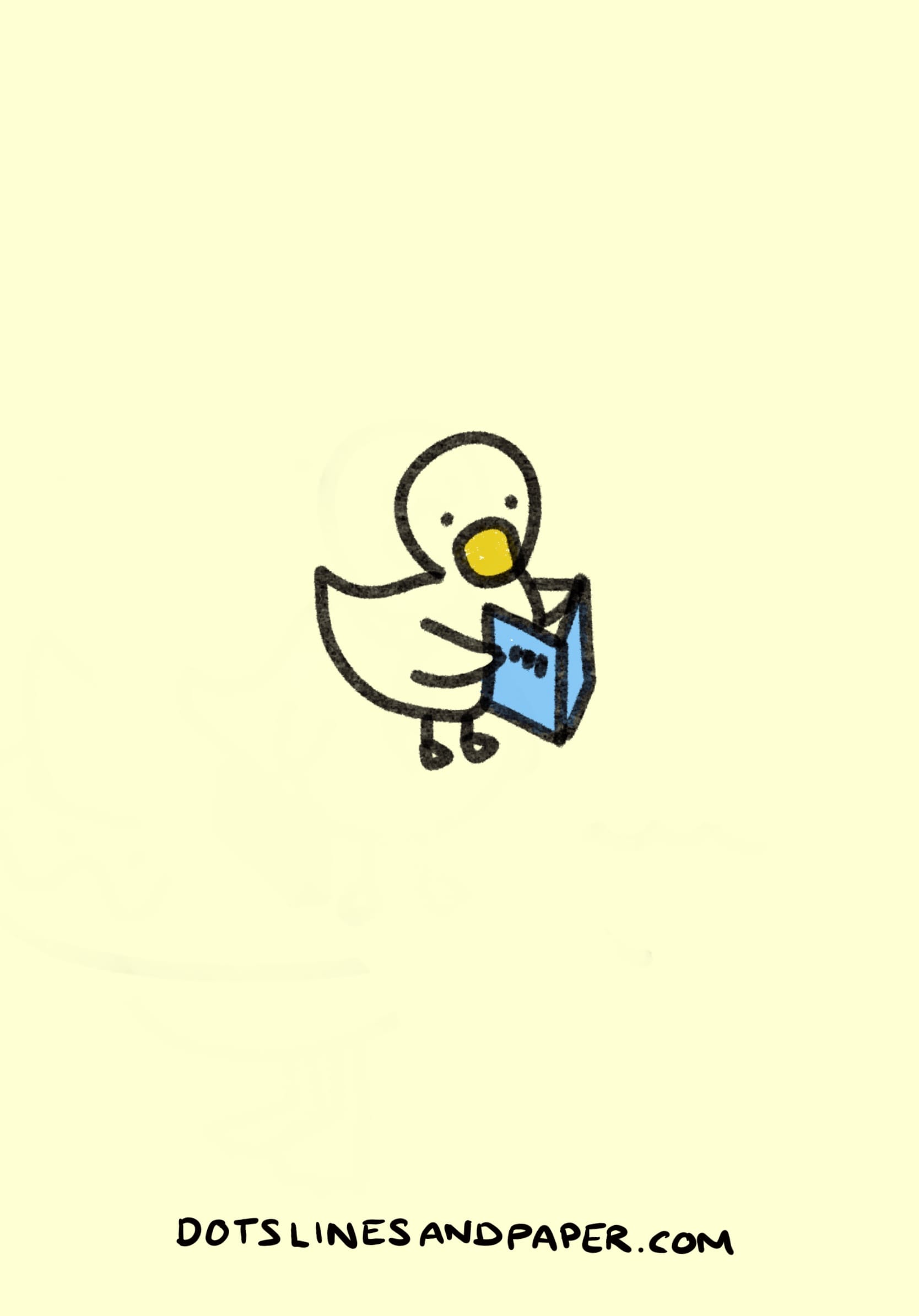 drawing of a Duck reading a book