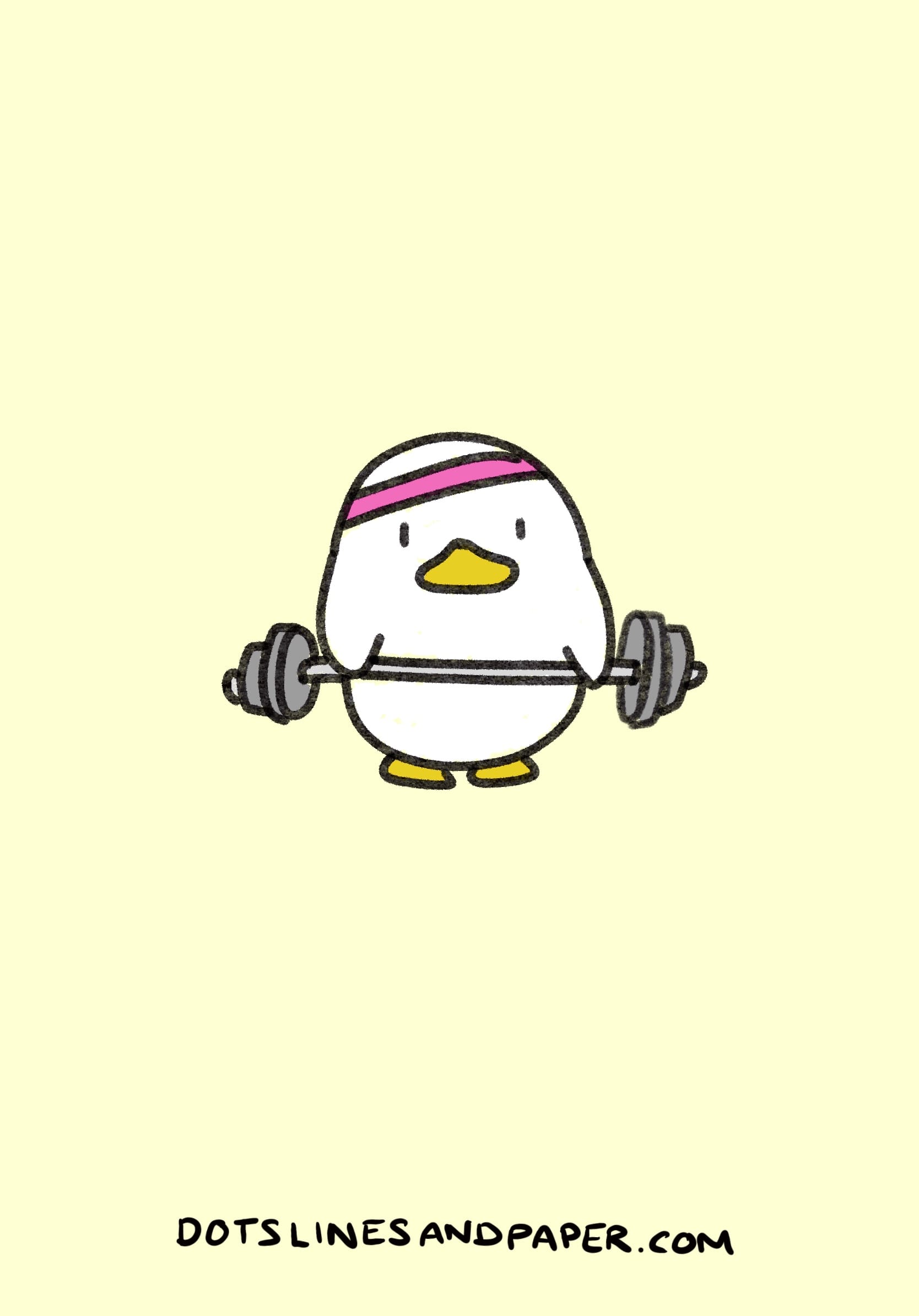 drawing of a duck lifting weights