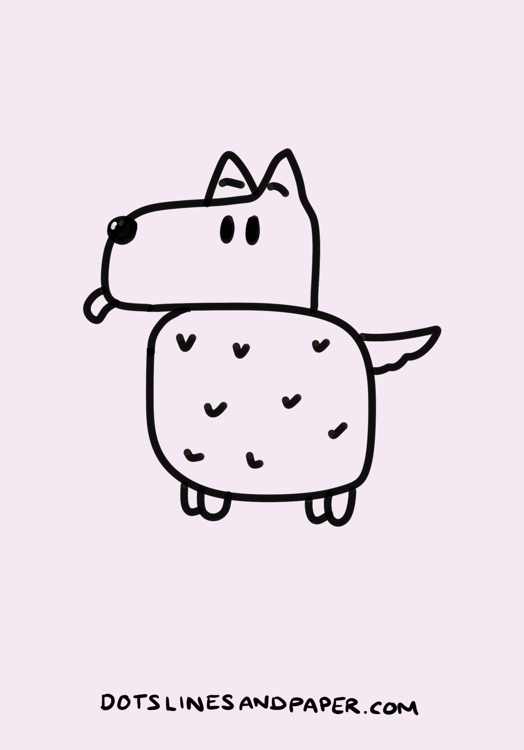 easy drawing of a dog with it's tongue out