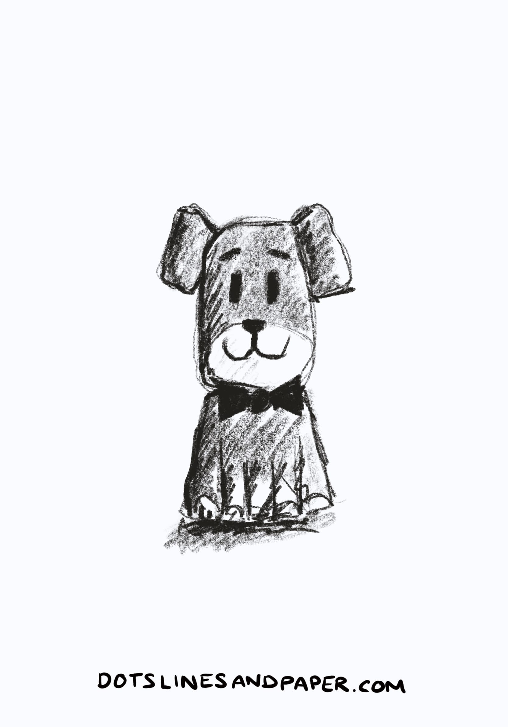 Easy sketch of a cute dog wearing a bowtie