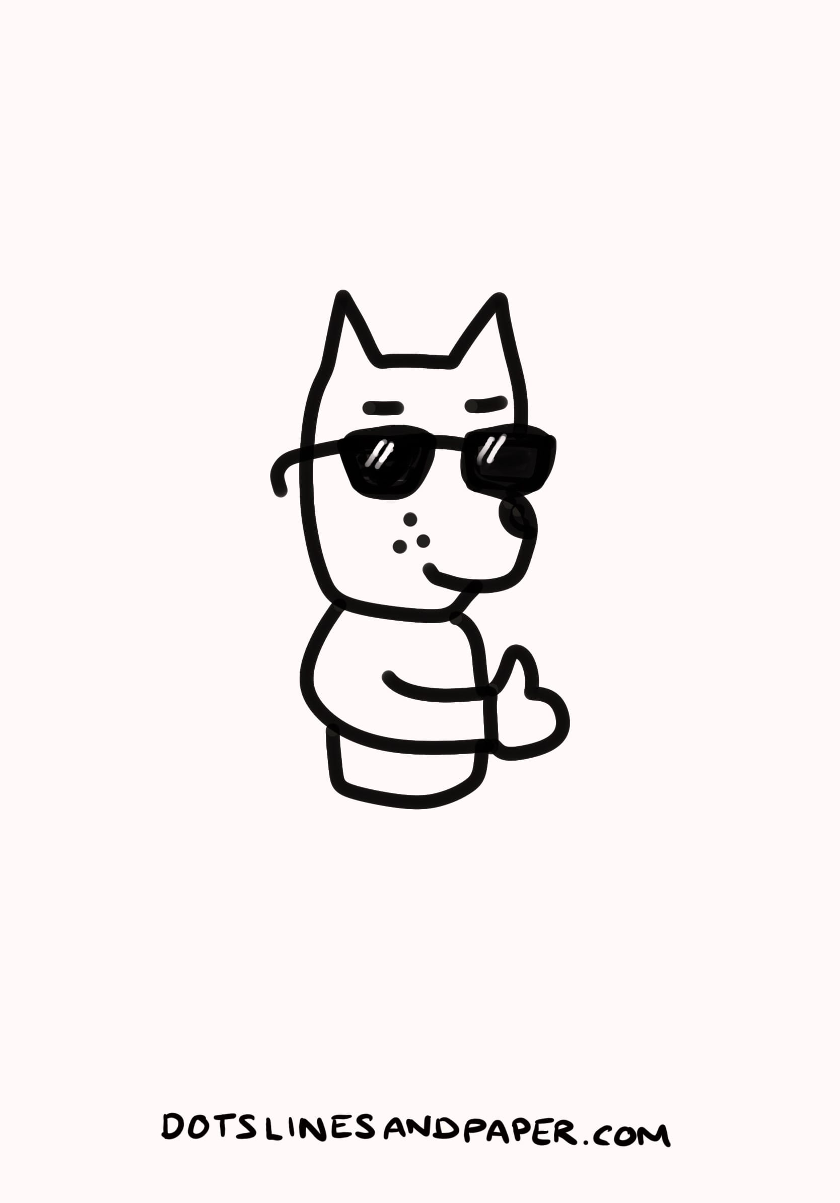 easy drawing of a dog wearing sunglasses