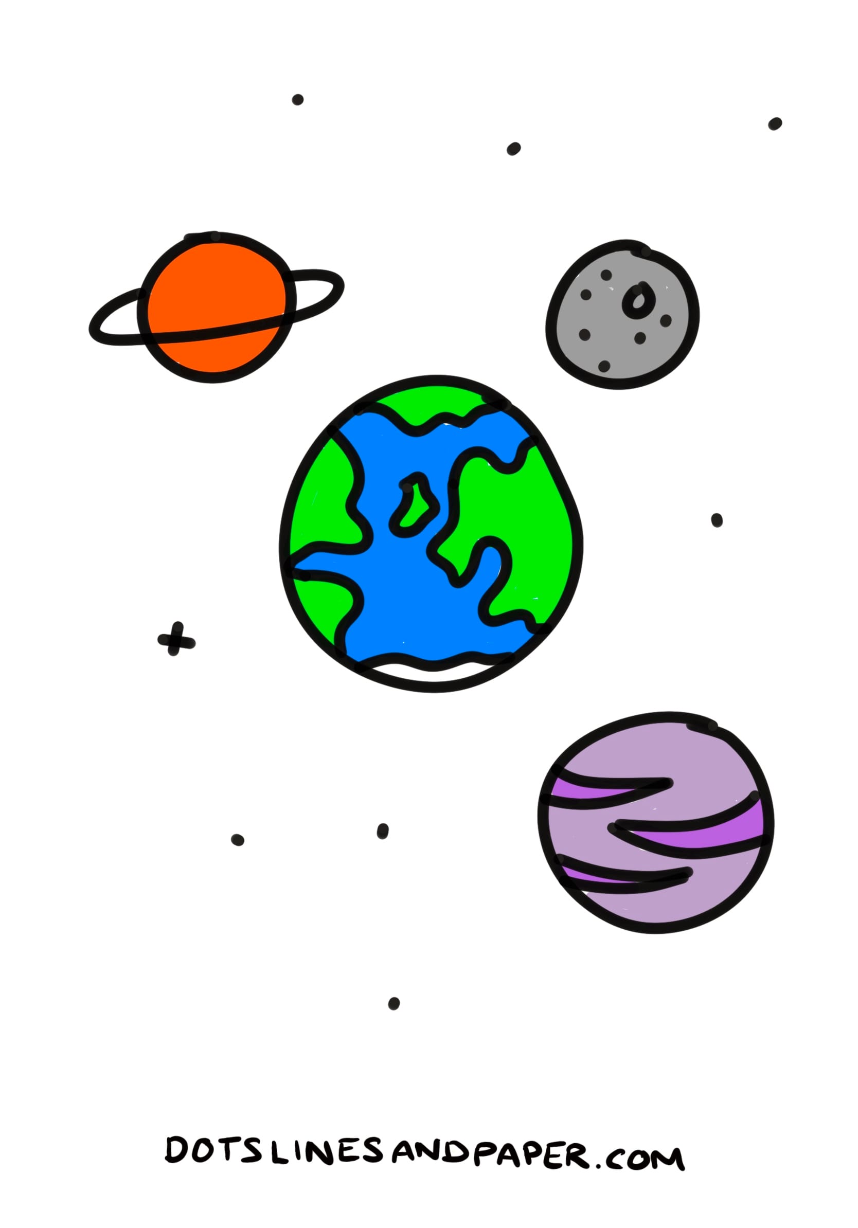 easy drawings of planets