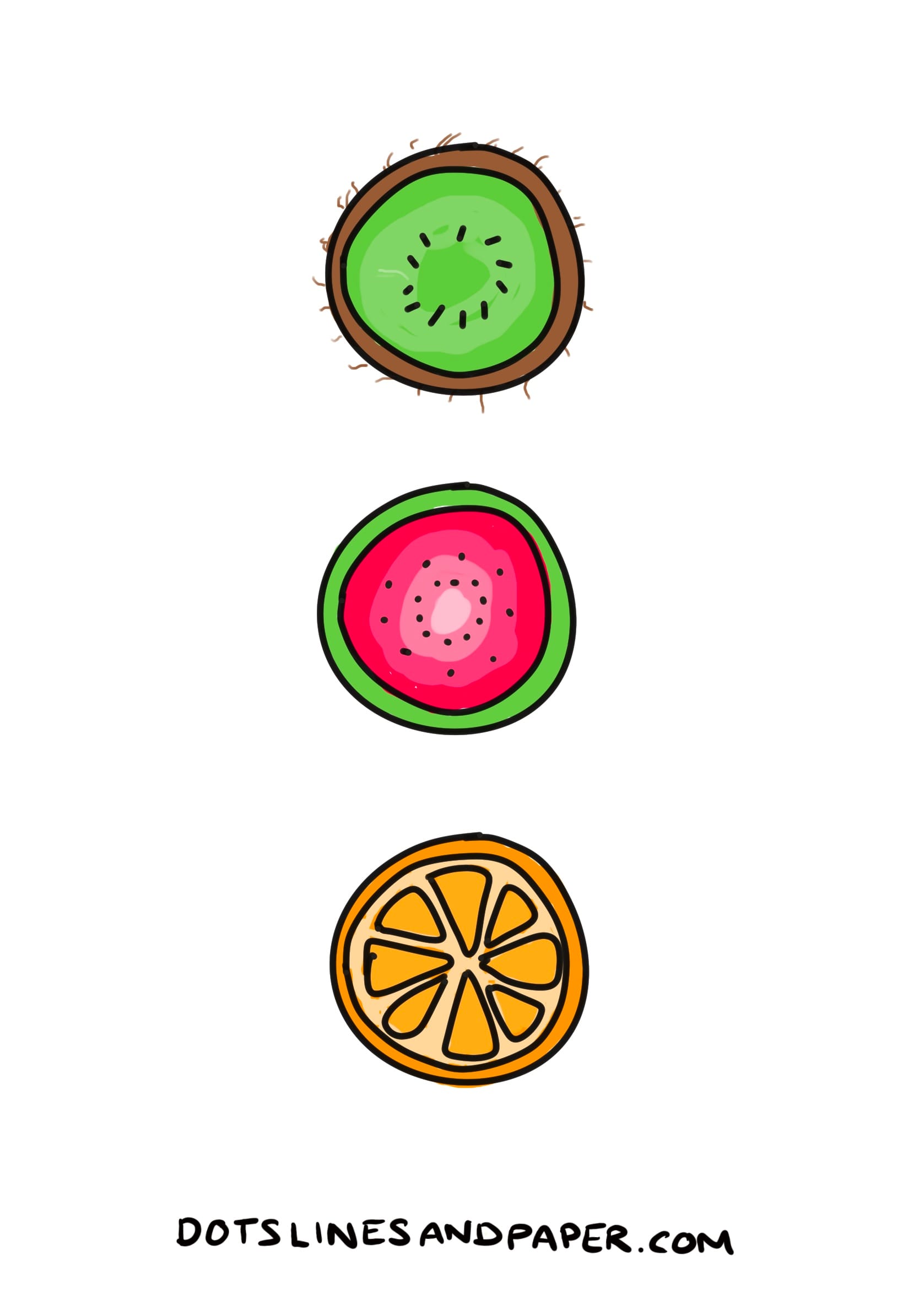 simple drawings of fruit slices