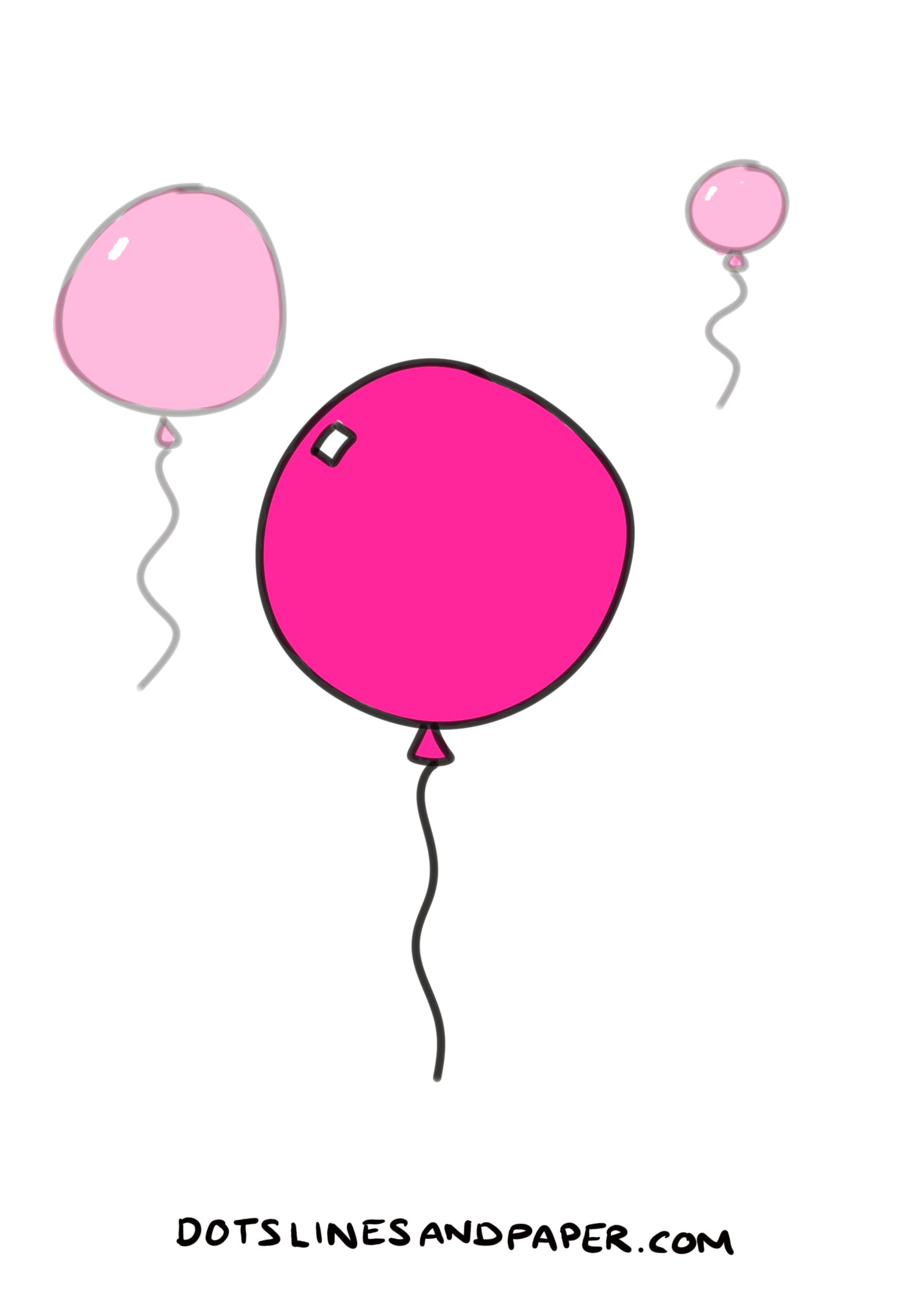 simple drawings of round pink balloons