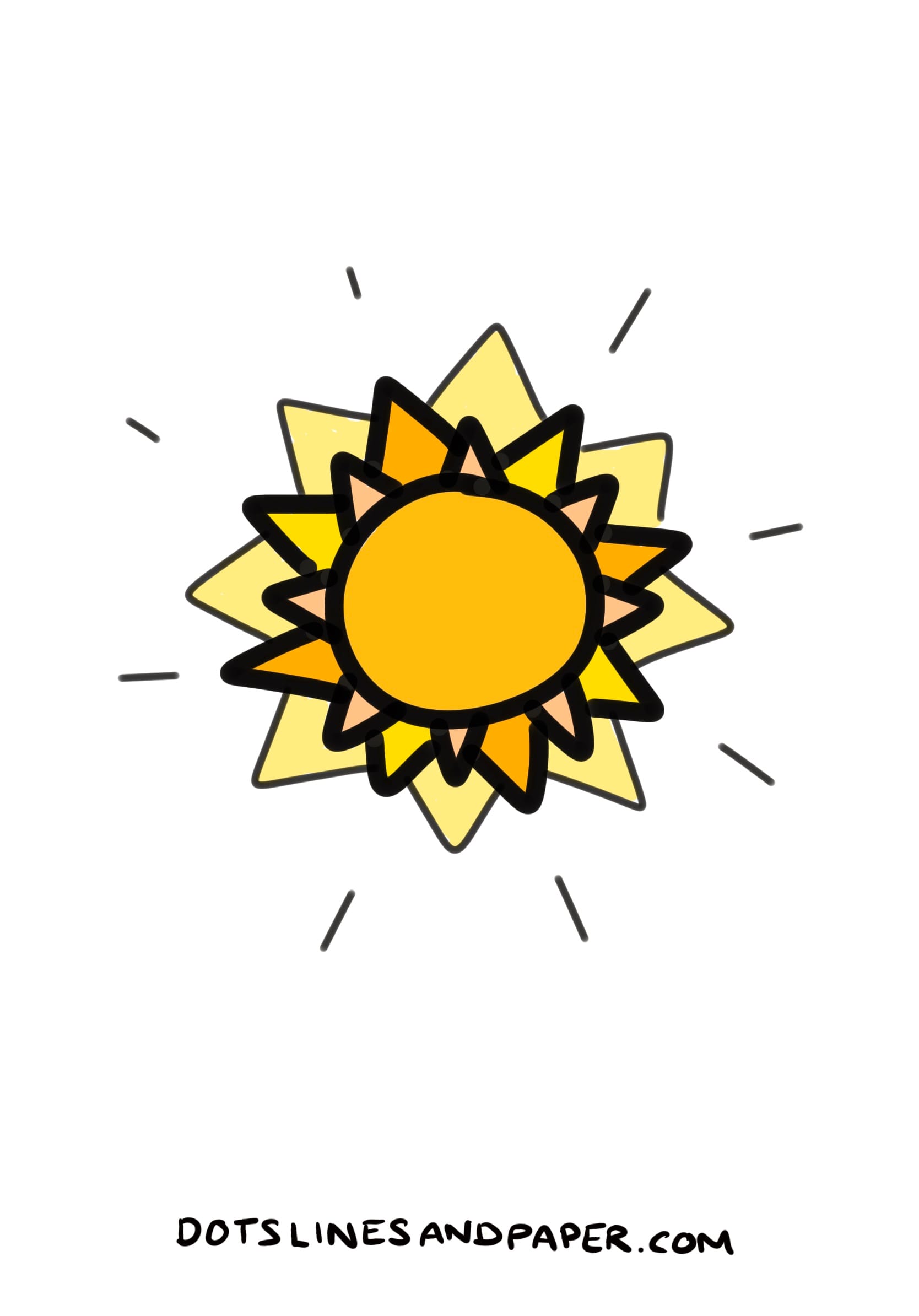 simple drawing of the sun with triangular rays