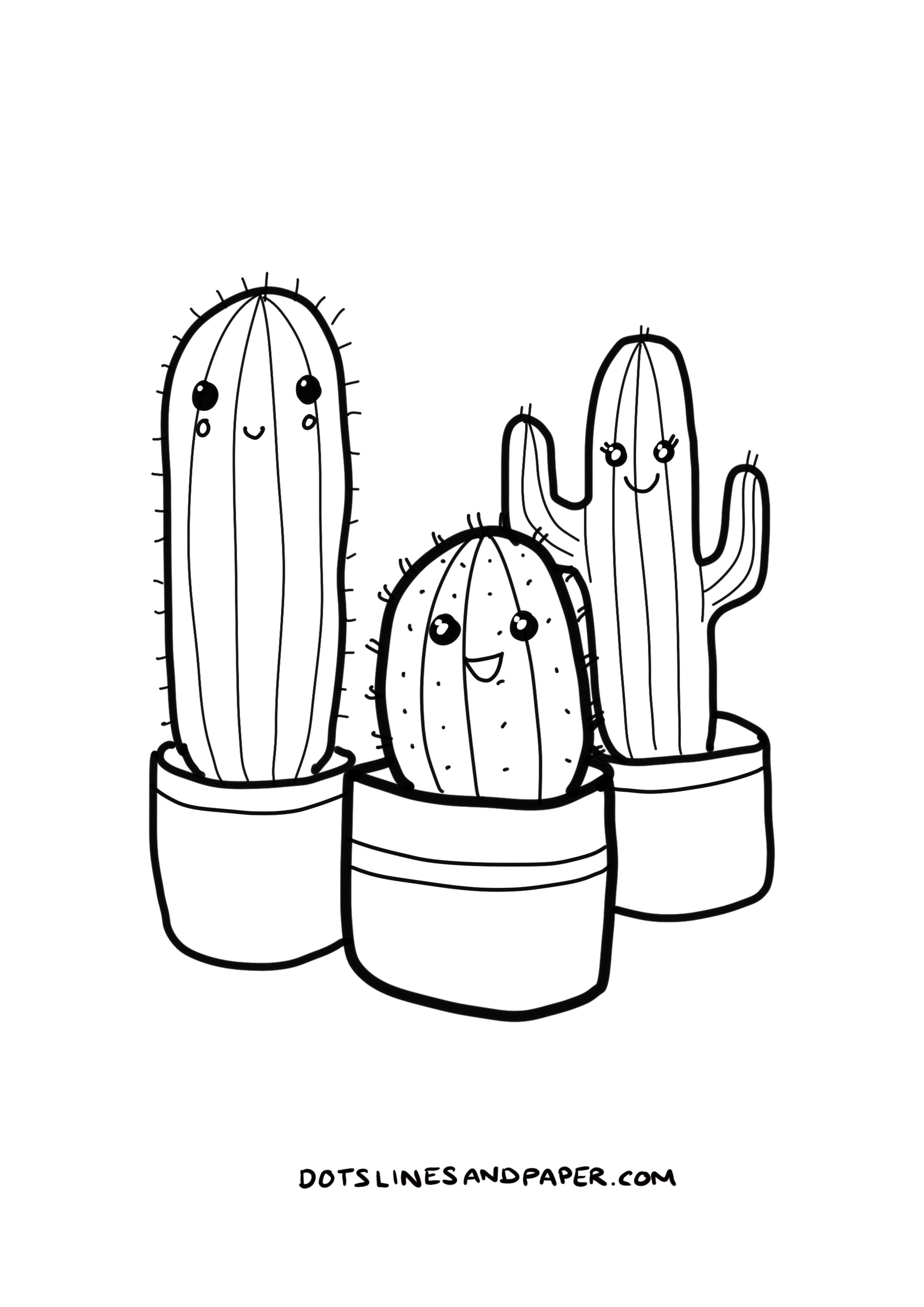 11 Easy & Cute Cactus Drawings (and they're great for colouring too)